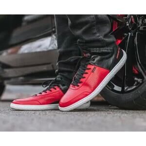 PILOTI x CORVETTE Sz 8 Red Black Leather Driving Racing Sneaker Sector Shoe
